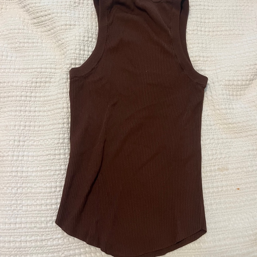 Zara Brown Fitted Sleeveless Tank Top